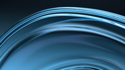 Wall Mural - blue glass wavy board dark background contemporary delicate curves elegant modern 3d rendering abstr