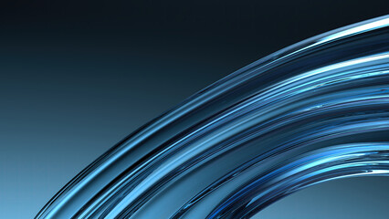 Wall Mural - blue glass wavy planks dark background delicate contemporary design elegant modern 3d rendering abst