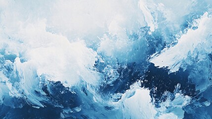 Poster - Abstract painting creating stunning blue and white textures