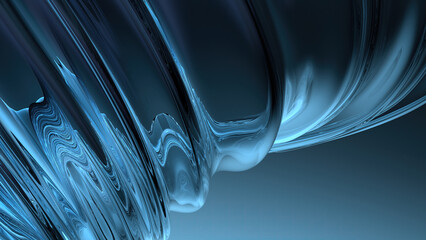 Wall Mural - blue glass undulating board dark background modern art curves elegant and modern 3d rendering abstra