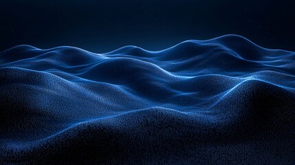 Wall Mural - glowing blue hills, dark night sky, abstract landscape, website background