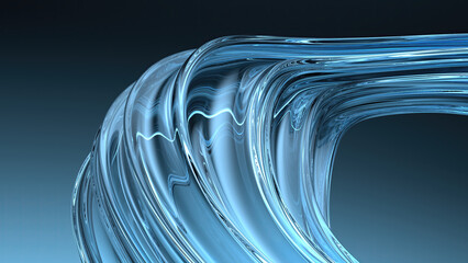 Wall Mural - blue glass undulating board dark background curve modern art elegant modern 3d rendering abstract ba