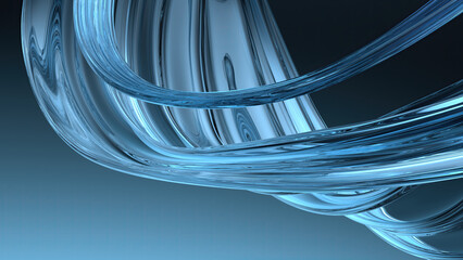 Wall Mural - elegant and modern 3d rendering abstract background with blue glass wavy planks dark background cont