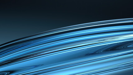 Wall Mural - blue glass wavy plate the beauty of delicate curves on the dark background elegant and modern 3d ren