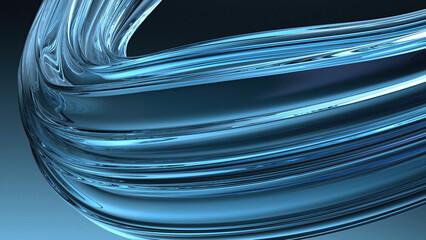 Wall Mural - blue glass wavy planks dark background luxurious contemporary lines elegant modern 3d rendering abst