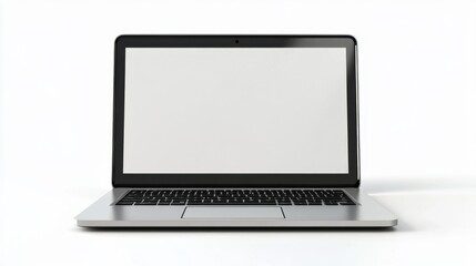 Laptop with blank screen isolated on white background for design or presentation use