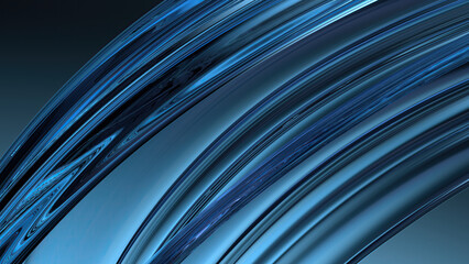 Wall Mural - blue glass squiggly board dark background modern art curve elegant modern 3d rendering abstract back