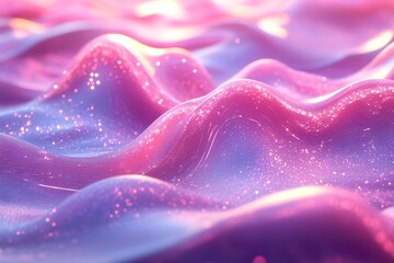 Poster - abstract shimmering waves with pink and purple gradient hues