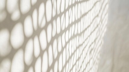Abstract background with the shadow of a net on a white wall, soft focus, light beige and gray, simple and elegant style, high resolution, high detail, sharp edges, high quality 