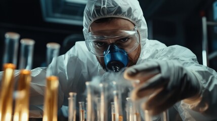 Aufkleber - A man in a lab coat is wearing a mask