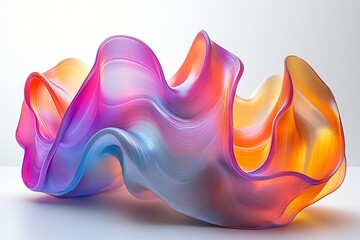 Poster - Abstract sculpture with flowing waves and gradient colors