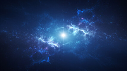 Poster - Abstract blue backdrop featuring cosmic illumination and stars