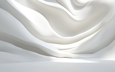 Poster - white fabric waves, interior, sunlight, backdrop, design