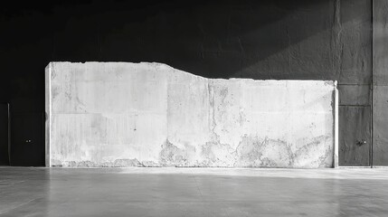 Poster - Minimalist Black and White Cement Wall, high-contrast texture, stark simplicity, ample negative space, ideal for modern design, artistic projects, or clean presentations