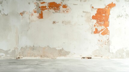 Poster - Aged Concrete Bricks, weathered and discolored surface, minimalist backdrop, emphasizing texture and simplicity, providing ample empty space for artistic expression