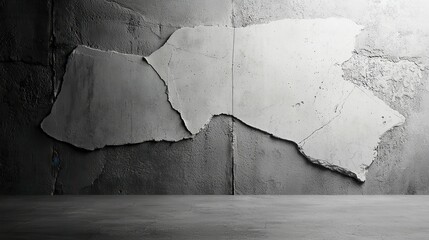 Poster - Grunge Concrete Wall Texture, a stark black and white backdrop featuring scratches, embodies minimalism, offering a clean setting with ample free space for creative expression.