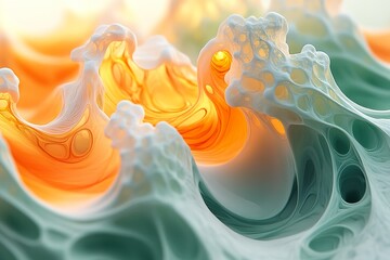 Poster - Abstract artistic rendering showcasing complex organic cellular structures with colors