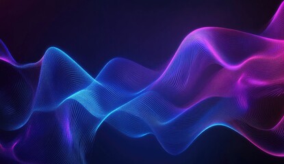 Poster - abstract glowing waves, dark background, digital art, website header