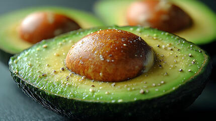 Sticker - Close Up Of Sliced Avocados With Seed And Spices