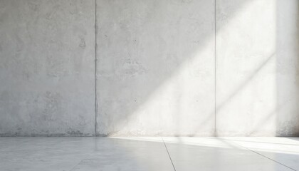 Aufkleber - White concrete wall and floor with minimalistic modern texture. Clean seamless pattern, simple geometric design. Abstract empty blank space with light and shadow in interior or exterior building.