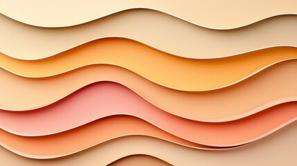 Poster - Abstract layers of wavy, colored paper in soft peach, pink, and cream tones create a visually appealing texture.