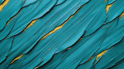 Poster - A vibrant abstract texture featuring teal and yellow elements, creating a dynamic visual flow with layered, wavy patterns.