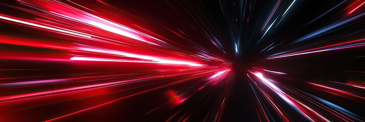 Poster - Red & Blue Light Speed Tunnel, Abstract Background