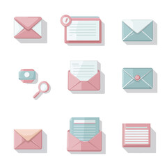 Poster - Pastel Email Communication Icons Set for Notifications and Messages Design