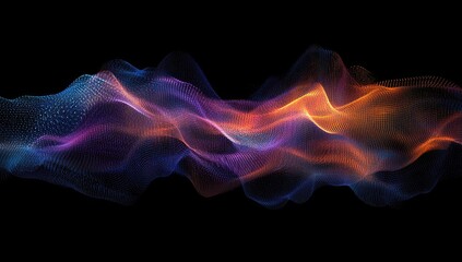 Poster - Abstract flowing energy wave, dark background, digital art, website banner
