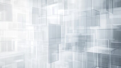 Poster - abstract glass cubes, digital, background, light, depth, design, modern, architecture, 3d, website