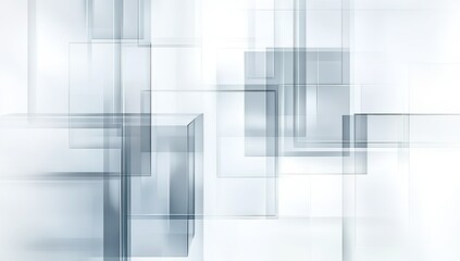 Poster - abstract gray cubes floating, white background, technology design