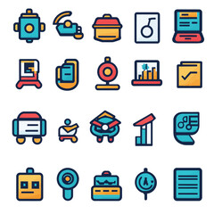 Poster - Colorful icon set of education, business, and technology concepts