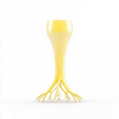 Poster - Abstract Pale Yellow Tree like Sculpture on White Background