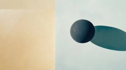 Poster - Dark Gray Sphere Shadow on Textured Blue Beige Background