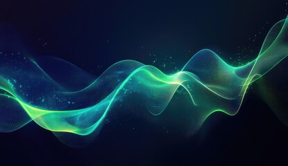 Poster - abstract glowing wave, dark background, digital art, website header