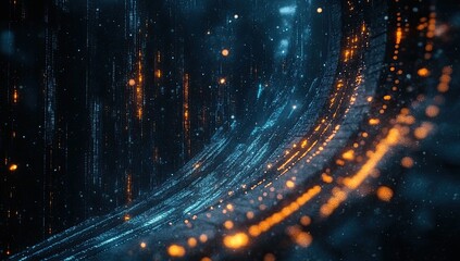 Poster - Abstract data stream flowing, cosmic background, digital art, tech website