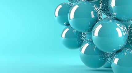 Poster - Glossy Teal Spheres Abstract 3D Render