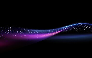 Poster - purple blue glowing wave dark background abstract design