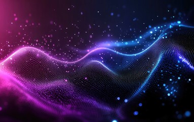 Poster - abstract glowing wave, digital art, dark background, futuristic design, website banner
