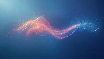 Poster - Abstract wave, glowing particles, dark background, digital art, website banner
