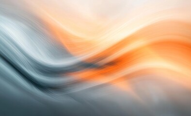 Poster - abstract orange grey waves flowing background design