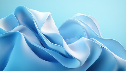 Poster - abstract blue fabric waves, flowing, pastel background, design element