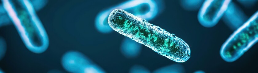 Poster - Exploring bacterial structures microscopic world scientific imagery laboratory close-up microbiology concepts
