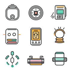 Poster - Various stylized icons representing tech, energy, and network concepts
