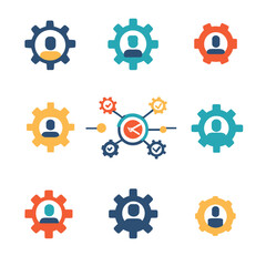 Poster - Teamwork Clockwork: Collaborative Process and Time Management Icons Set