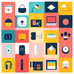 Poster - Colorful flat vector icon collage with a variety of UI design elements