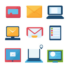 Poster - Email Correspondence and Digital Devices Vector Art Illustration