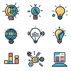 Poster - Lightbulb Technology Innovation Icons for Creative Solutions and Ideas