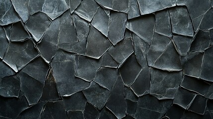 Wall Mural - Dark grey textured abstract pattern composed of overlapping pieces