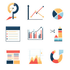 Poster - Charts and Graphs Collection Representing Data Analysis and Business Trends